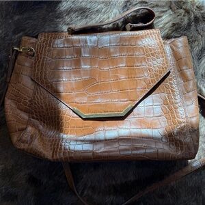 Brown Brooksbrothers Crocodile-Embossed Women's Bag